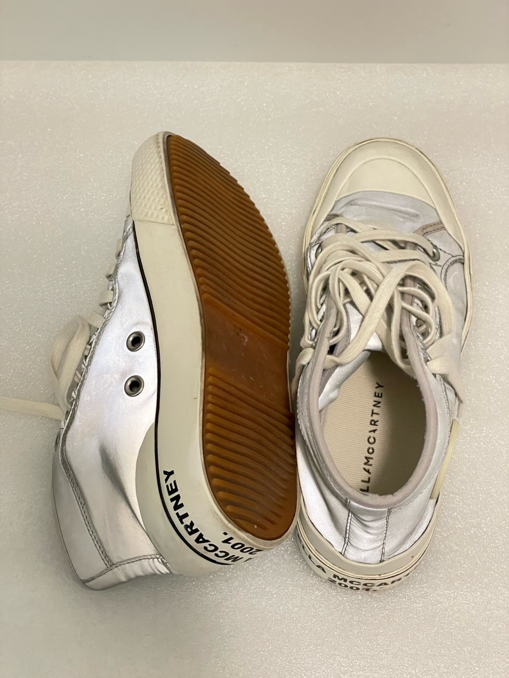 Stella McCartney Limited Edition Silver High-Top Sneakers